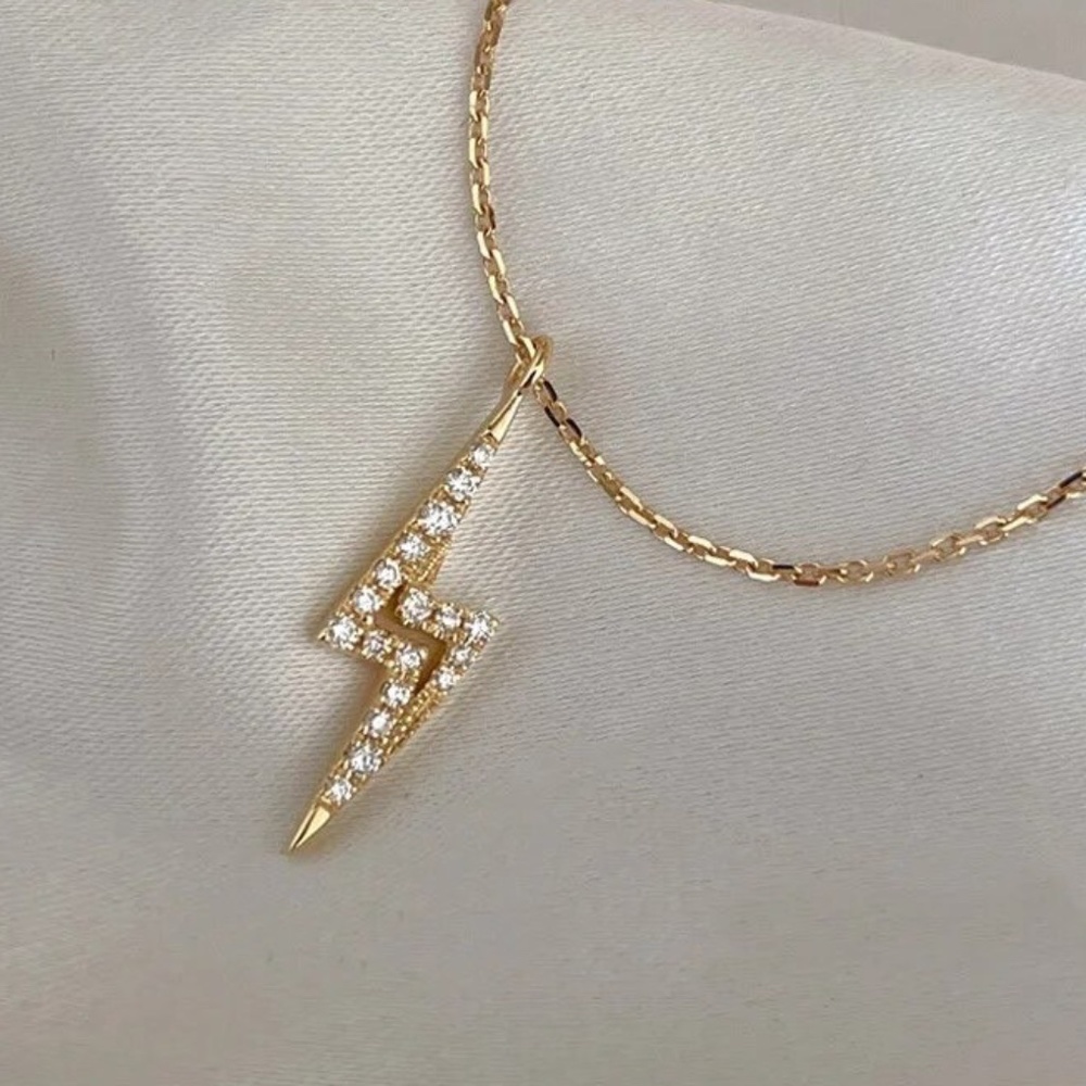 NEW 14K Gold Plated Diamonds Lightning Necklace